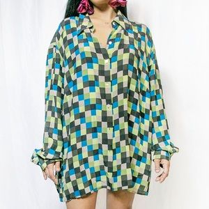 1990s silk maxi shirt